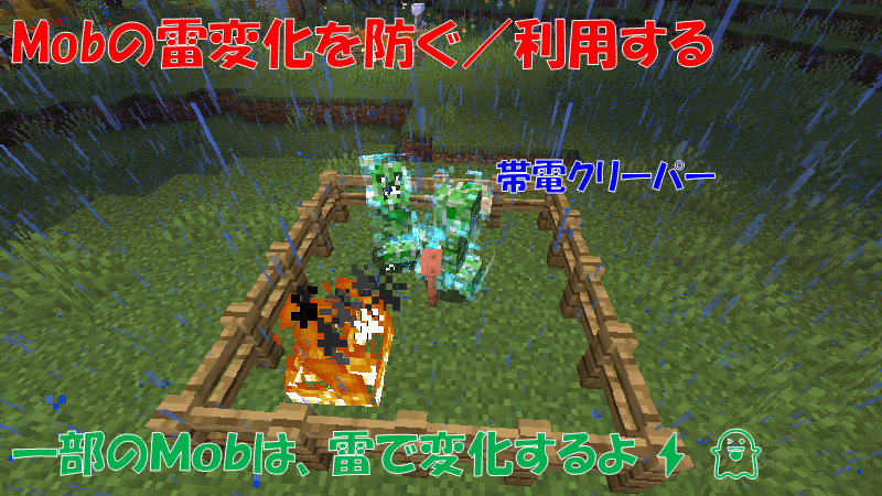 避雷針による雷でモブが変化