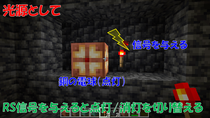 銅の電球を光源とする