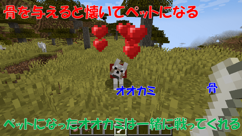オオカミに骨を与えると懐いてペットになる