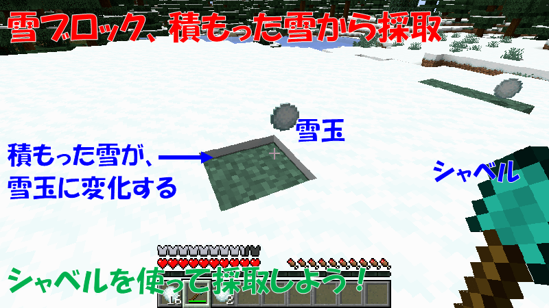雪ブロックから採掘する
