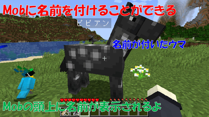名札を使ってMobの名前を変える