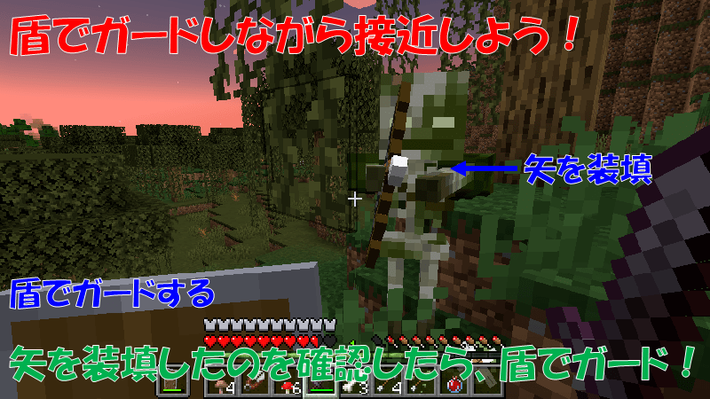 毒の矢を盾でガードし、接近して攻撃する