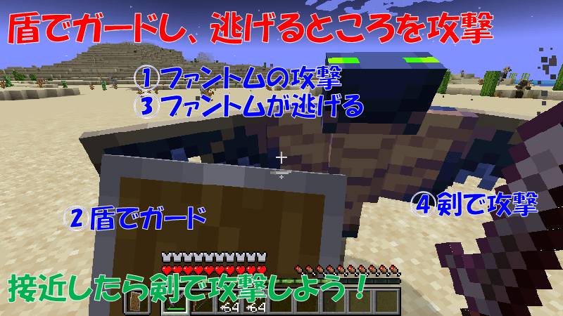 盾で攻撃をガードし、逃げるところを攻撃する
